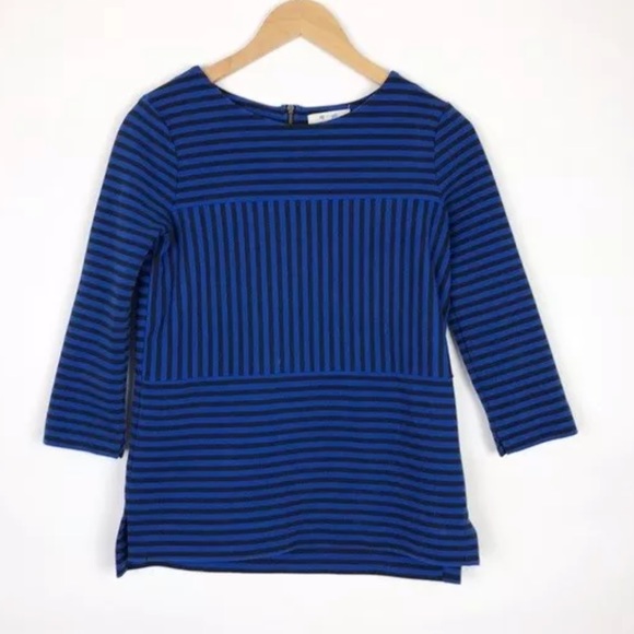 Madewell Gallerist Ponte Zipper Back EUC Blue & Black Top XS - Picture 3 of 8
